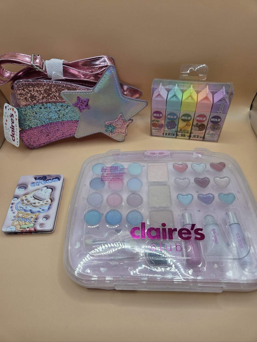 Claire's Pink Glitter Shooting Star Girls Crossbody Bag Bundle